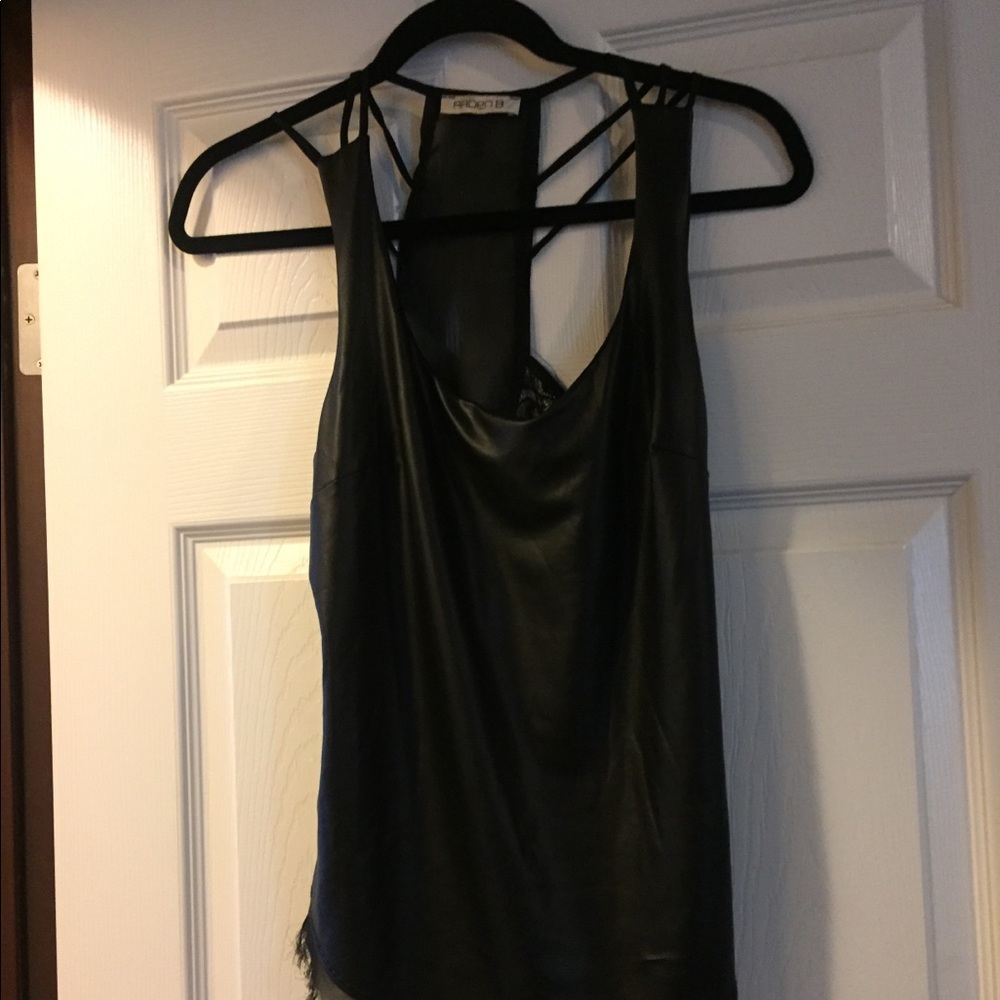 Black pleather Lace Tank Top (Arden B)